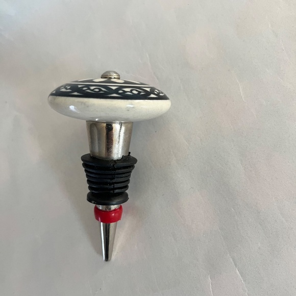 Floral Ceramic Door knob Wine Bottle floral Stopper Topper Cork - Picture 2 of 3